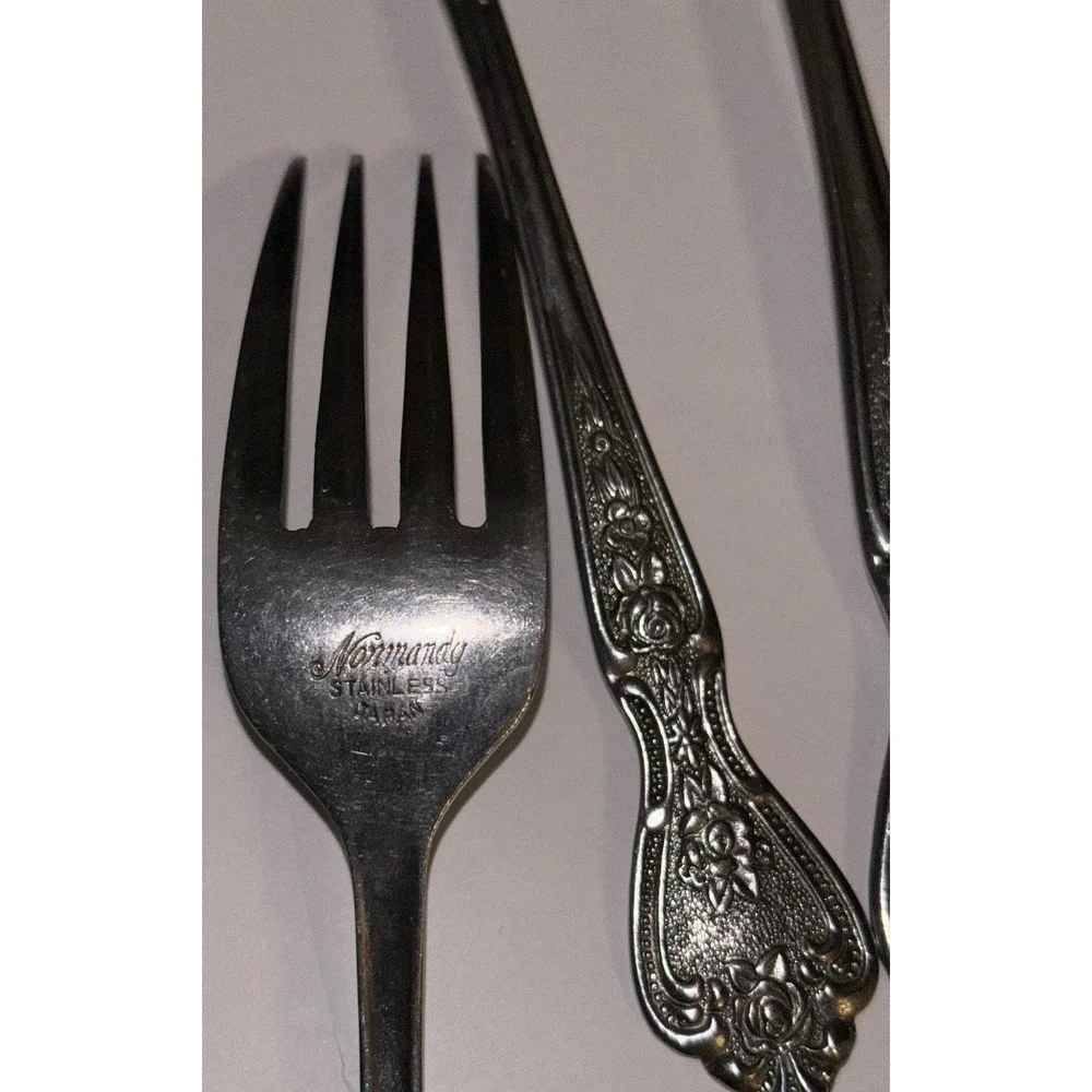 10 Piece Set Normandy Stainless Japan Floral Flatware 10‎ Piece Lot